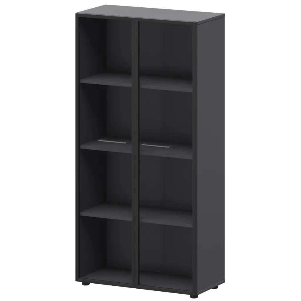 Шкаф высокий со стеклом в ал. рамке СМШ48RS Графит 792x380x1595 Кортез | Защита-Офис - интернет-магазин сейфов, кресел, металлической 