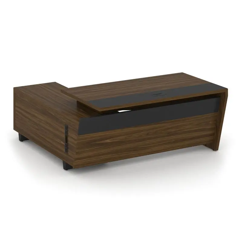 Corner Стол руководителя с тумбой COR.SRT-18 (R) Орех Лоренцо/Графит/Металл Графит 1800*1800*750 | Защита-Офис - интернет-магазин сейфов, кресел, металлической 