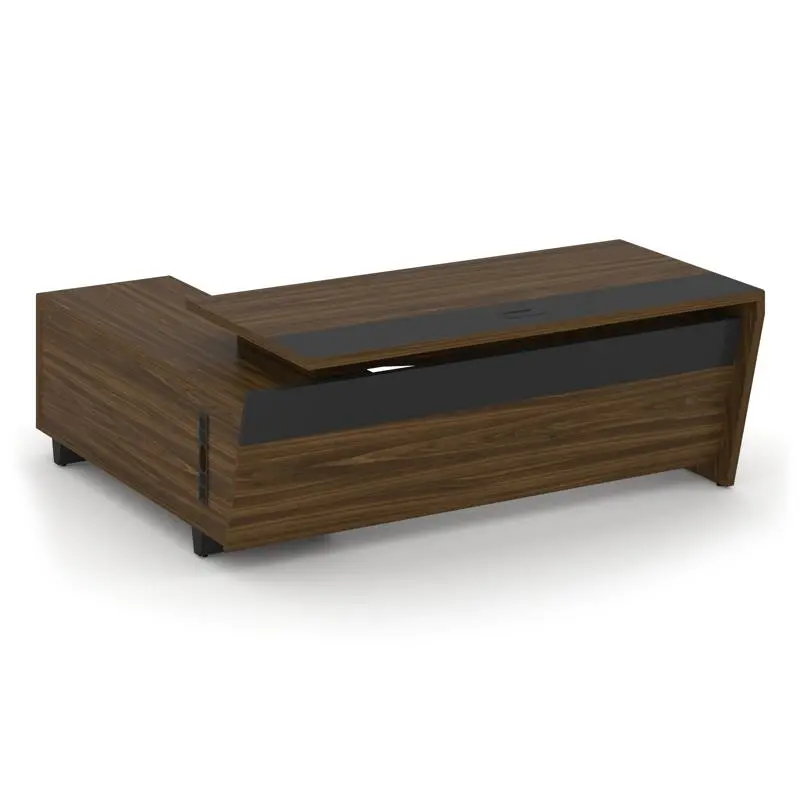 Corner Стол руководителя с тумбой COR.SRT-20 (R) Орех Лоренцо/Графит/Металл Графит 2000*1800*750 | Защита-Офис - интернет-магазин сейфов, кресел, металлической 