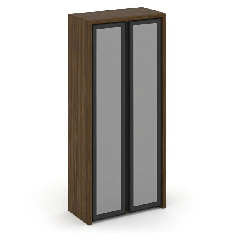 Corner Шкаф высокий широкий COR.ST-1.10R Орех Лоренцо/Графит/Сатин/Черная Рама 900*450*2000 | Защита-Офис - интернет-магазин сейфов, кресел, металлической 