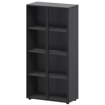 Шкаф высокий со стеклом в ал. рамке СМШ48RS Графит 792x380x1595 Кортез | Защита-Офис - интернет-магазин сейфов, кресел, металлической и офисной мебели в Казани и Йошкар-Оле