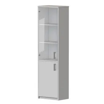 Шкаф комбинированный с прозрачным стеклом А-321+А-стл321пр Серый 560x370x2000 Арго | Защита-Офис - интернет-магазин сейфов, кресел, металлической и офисной мебели в Казани и Йошкар-Оле