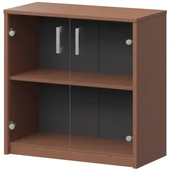 Стеллаж низкий с прозрачным стеклом А-302+А-стл302пр Терракота 770x370x850 Арго | Защита-Офис - интернет-магазин сейфов, кресел, металлической и офисной мебели в Казани и Йошкар-Оле