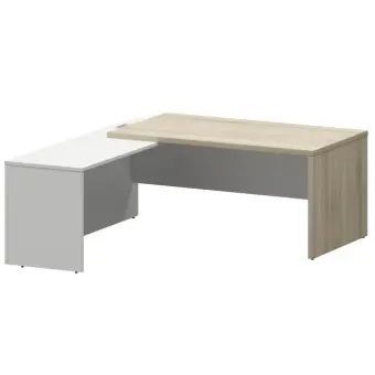 Стол руководителя левый KZP-18L Кронберг/Белый 1800x2000x750 Кортез | Защита-Офис - интернет-магазин сейфов, кресел, металлической и офисной мебели в Казани и Йошкар-Оле