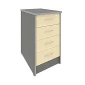 Riva Тумба приставная с фолдингом (4 ящика, с замком) А.ТП-4.1F-S Клен Металлик NEW 412*600*750 | Защита-Офис - интернет-магазин сейфов, кресел, металлической 