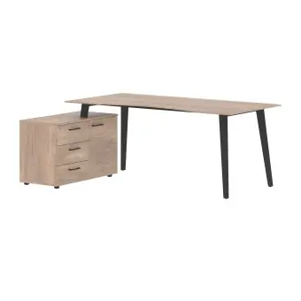 Стол руководителя с тумбой JCT 1813(L) Дуб Каньон/Антрацит 1800х1300х750 JAY | Защита-Офис - интернет-магазин сейфов, кресел, металлической и офисной мебели в Казани и Йошкар-Оле