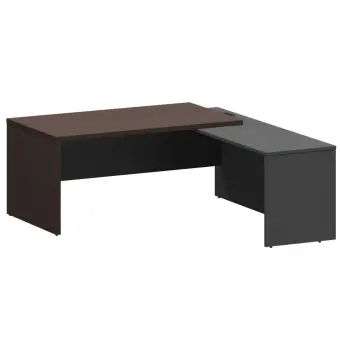 Стол руководителя правый KZP-18R Дуб венге/Графит 1800x2000x750 Кортез | Защита-Офис - интернет-магазин сейфов, кресел, металлической и офисной мебели в Казани и Йошкар-Оле