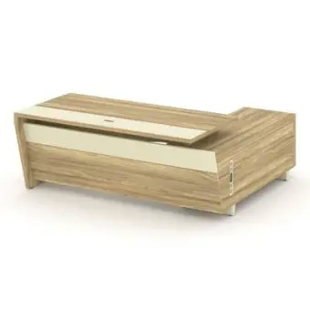 Corner Стол руководителя с тумбой COR.SRT-20 (L) Гикори Песочный/Ваниль/Металл Ваниль 2000*1800*750 | Защита-Офис - интернет-магазин сейфов, кресел, металлической и офисной мебели в Казани и Йошкар-Оле