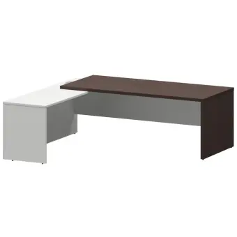 Стол руководителя левый KZP-22L Дуб венге/Белый 2200x2000x750 Кортез | Защита-Офис - интернет-магазин сейфов, кресел, металлической и офисной мебели в Казани и Йошкар-Оле