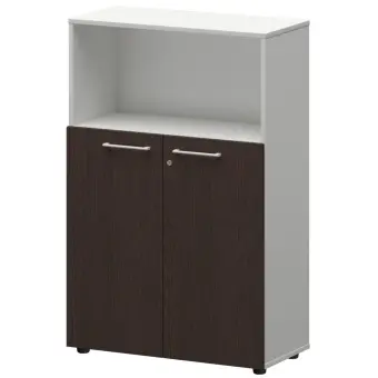 Шкаф средний с нишей СМШ38.28F(Б) Дуб венге/Белый 792x380x1190 Кортез | Защита-Офис - интернет-магазин сейфов, кресел, металлической и офисной мебели в Казани и Йошкар-Оле