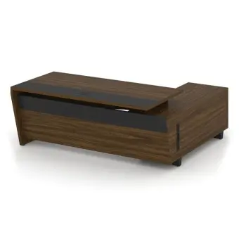 Corner Стол руководителя с тумбой COR.SRT-20 (L) Орех Лоренцо/Графит/Металл Графит 2000*1800*750 | Защита-Офис - интернет-магазин сейфов, кресел, металлической и офисной мебели в Казани и Йошкар-Оле