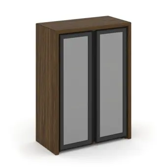 Corner Шкаф средний широкий COR.ST-2.4R Орех Лоренцо/Графит/Сатин/Черная Рама 900*450*1231 | Защита-Офис - интернет-магазин сейфов, кресел, металлической и офисной мебели в Казани и Йошкар-Оле