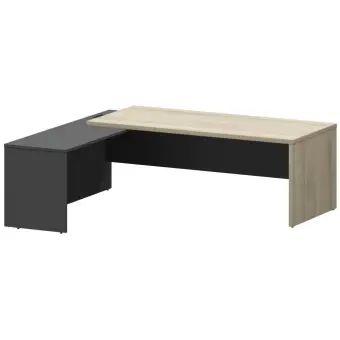 Стол руководителя левый KZP-22L Кронберг/Графит 2200x2000x750 Кортез | Защита-Офис - интернет-магазин сейфов, кресел, металлической и офисной мебели в Казани и Йошкар-Оле