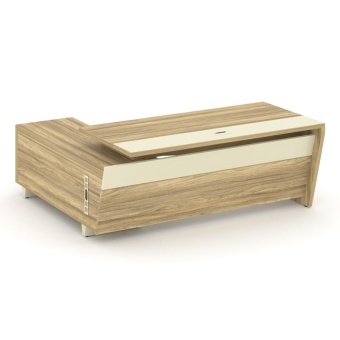 Corner Стол руководителя с тумбой COR.SRT-20 (R) Гикори Песочный/Ваниль/Металл Ваниль 2000*1800*750 | Защита-Офис - интернет-магазин сейфов, кресел, металлической и офисной мебели в Казани и Йошкар-Оле