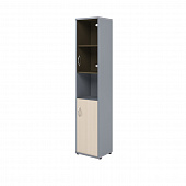 Шкаф колонка с малой глухой и стеклянной дверьми СУ-1.4(R) клен/металлик 406*365*1975 Imago | Защита-Офис - интернет-магазин сейфов, кресел, металлической 