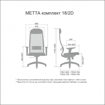 Кресло руководителя Метта комплект 18/2D PL, черный