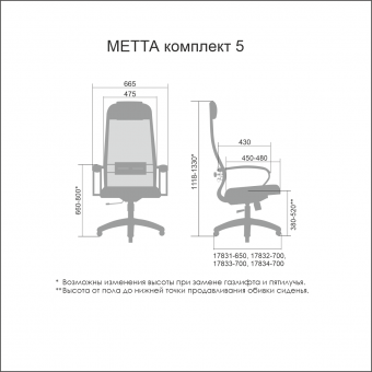Кресло руководителя Метта комплект 5 CH, черный